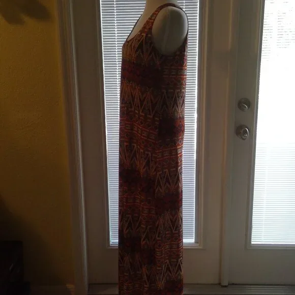T-Bags Los Angeles Womens Long Beautiful Aztec Design Maxi Tank Dress - Picture 15 of 16